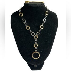 Lia Sophia Gold and Silver Tone Multi Circle Pendant Necklace